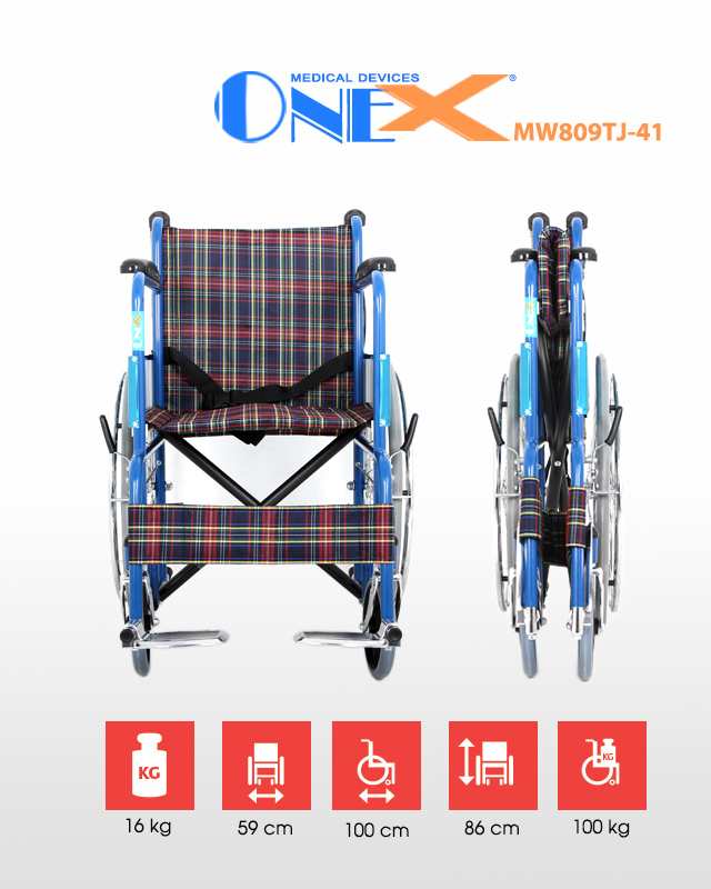 Xe lăn sơn, cỡ 41 cm.